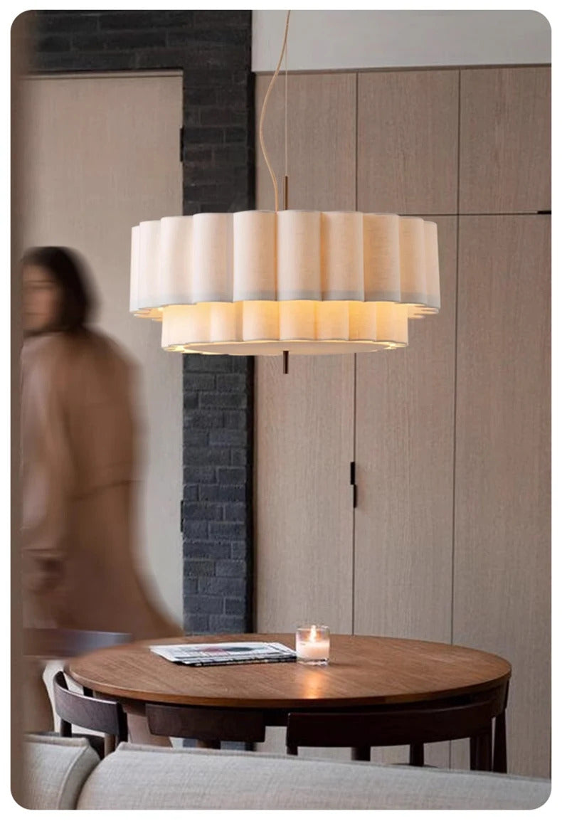 Nordic Minimalist Wabi Sabi Fabric Ceiling Chandelier Living Dining Room Bedroom Pendant Lights