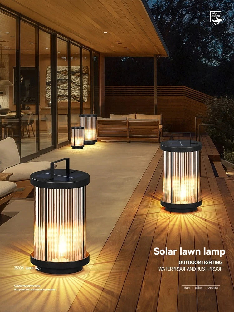 Modern Simple Clear Glass Landscape Lights Lantern Garden Solar Outdoor Light Courtyard Lawn Balcony Decoration Floor Lights