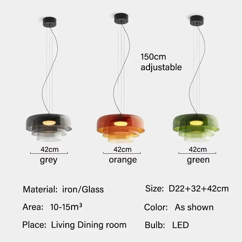 Vintage Glass Lampshade Pendant Lamp Simple Orange Pendant Lamp