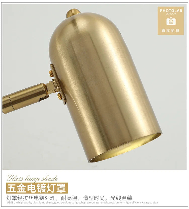 Nordic Long arm Wall lamp Art design Adjustable Wall light gold black swing sconce