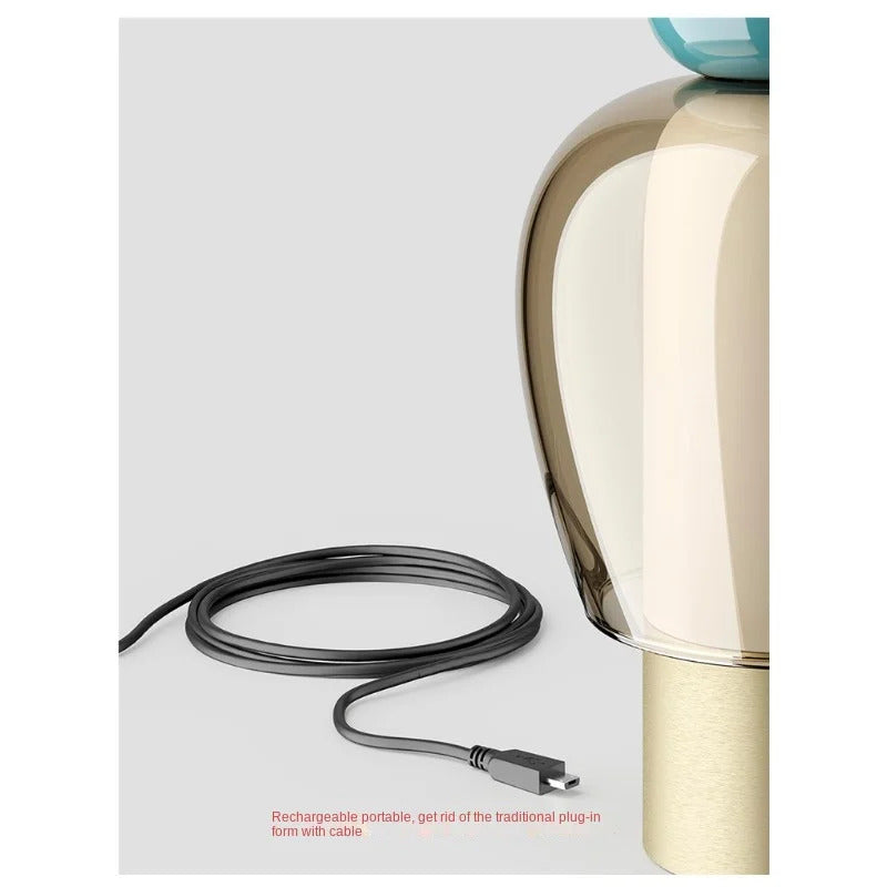 Modern Living Room Decoration Ornaments USB Charging Lamp Minimalist Study Master Bedroom Daughter's Room Glass Desk LED Lamp