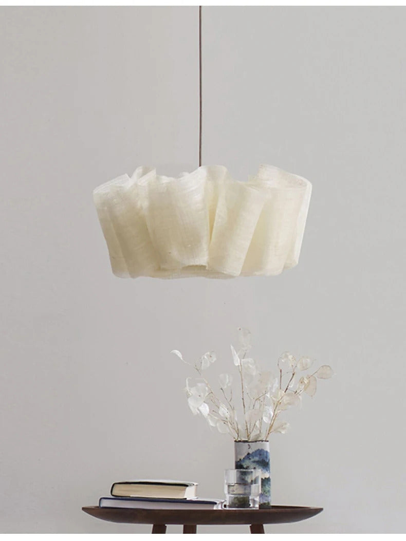 Nordic Linen Pleated Pendant lamp Vintage Wabi Sabi Wind Pendant light