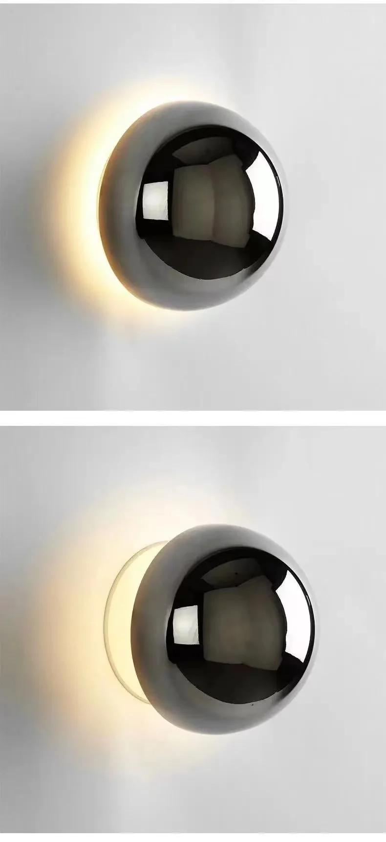 Minimalist Plated Silver Luxurious Wall Lamp Modern Simple Circular Lunar Eclipse sconce