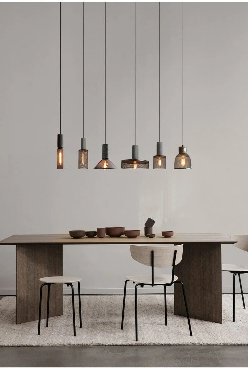 Industrial Concrete Pendant Light Home Decoration Chandelier Fixture Iron Shade Cement Hanging Lamp