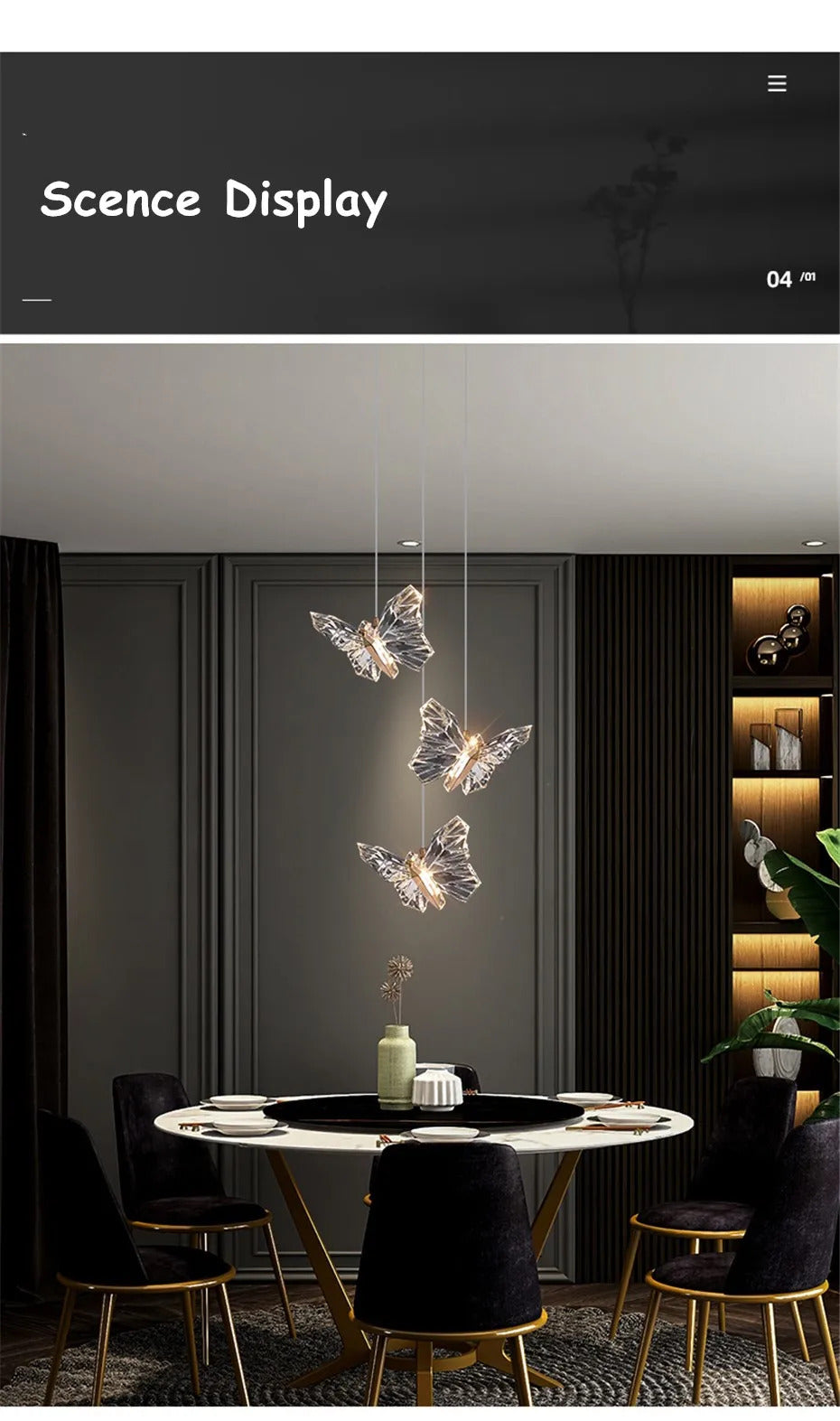 Crystal butterfly lamp Nordic Luxury Crystal Staircase Chandelier