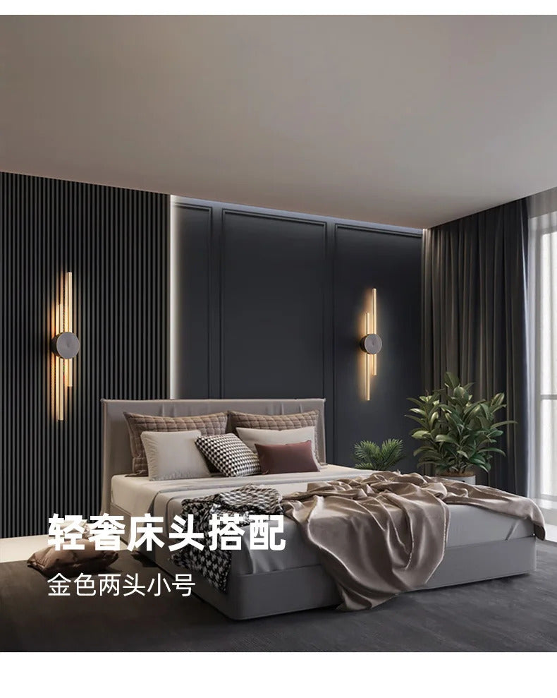 Modern Long Wall Lamp luxury minimalist black gold background LED Wall lights