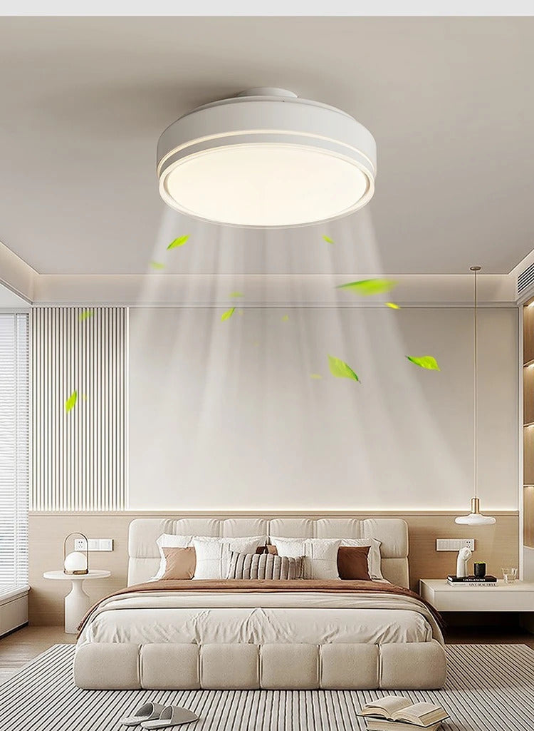 Modern Bladeless Ceiling Fans Round Flush Mount Fan Light