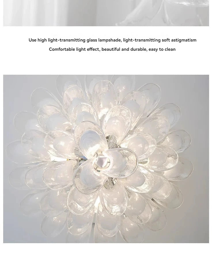 White Petal Glass chandelier French branch shaped crystal pendant light