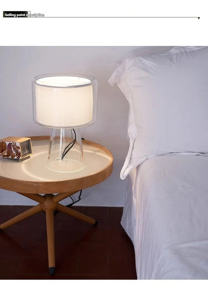 Mercer Glass Led Table Lamp, Postmodern Designer Glass Bedside Table Light, Nordic Bedroom Table Lights For Living Room Sofa