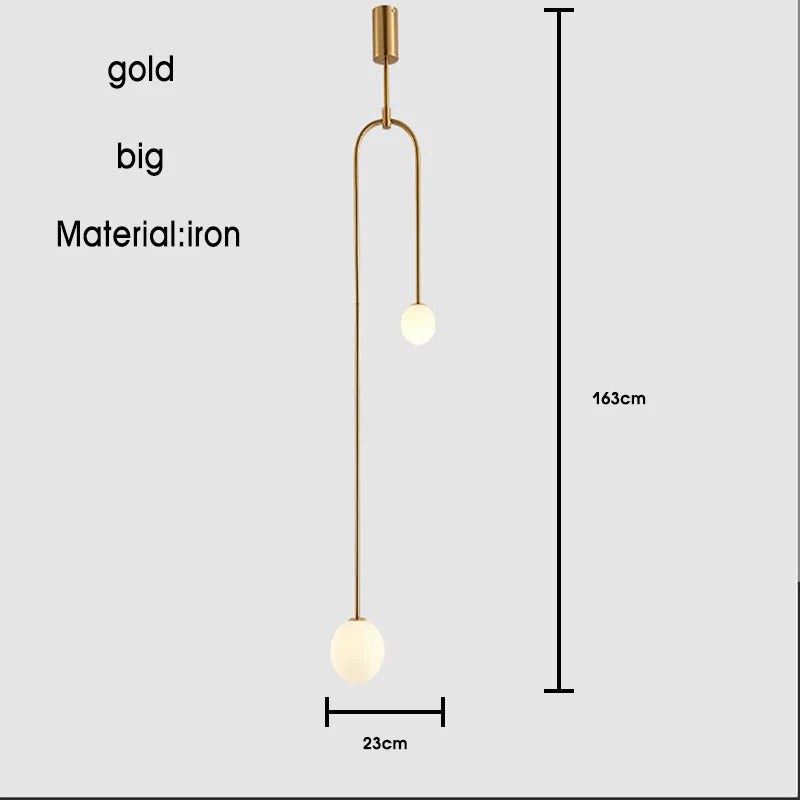 Nordic Iron geometric Line Pendant lamp Black Gold Iron U Line Chandelier