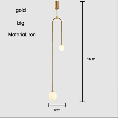 Nordic Iron geometric Line Pendant lamp Black Gold Iron U Line Chandelier