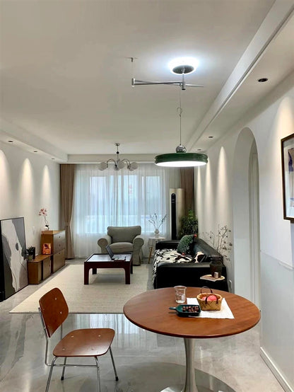 French Flying Saucer Pendant Light Creative Design Extendable Rotating Long Pole Lamp