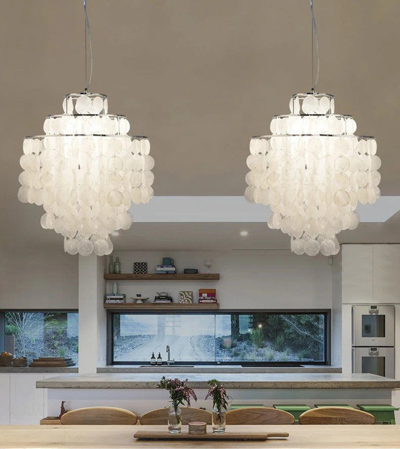 Real Shell Pendant Lights Gold Chrome Metal Romantic Beautiful Hanging Lamp Euphonious Voice E27 For Foyer Bedroom Dining Room