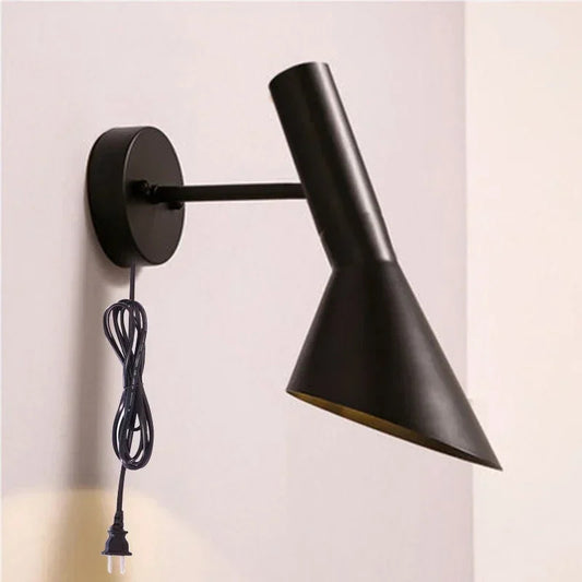 Nordic Minimalist Bedside Wall Lamp Black white Iron Sconce Industrial Retro wall light