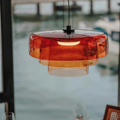 Vintage Glass Lampshade Pendant Lamp Simple Orange Pendant Lamp