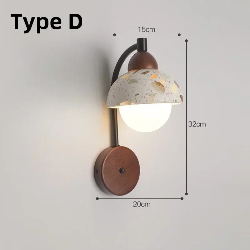 Natural cave Stone Wall Light Medieval Bedside cement Sconce lamp LED Lighting