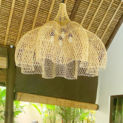 Wabi Sabi Rattan Pendant Lamp Modern Living Room Wicker Pendant Lamp