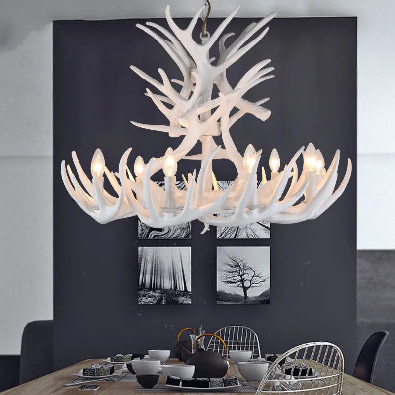 Rustic chandelier industrial wind lamps restaurant Internet cafe decoration antler lamp
