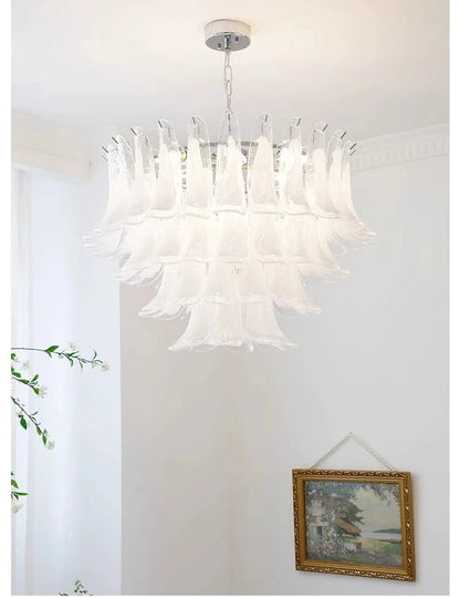 White Petal Glass chandelier French branch shaped crystal pendant light