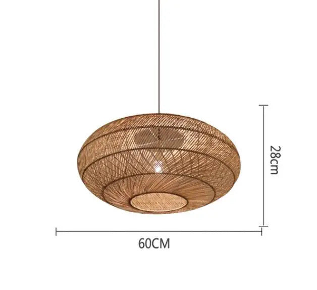Natural Rattan wicker hanging lamp Chinese Style suspension