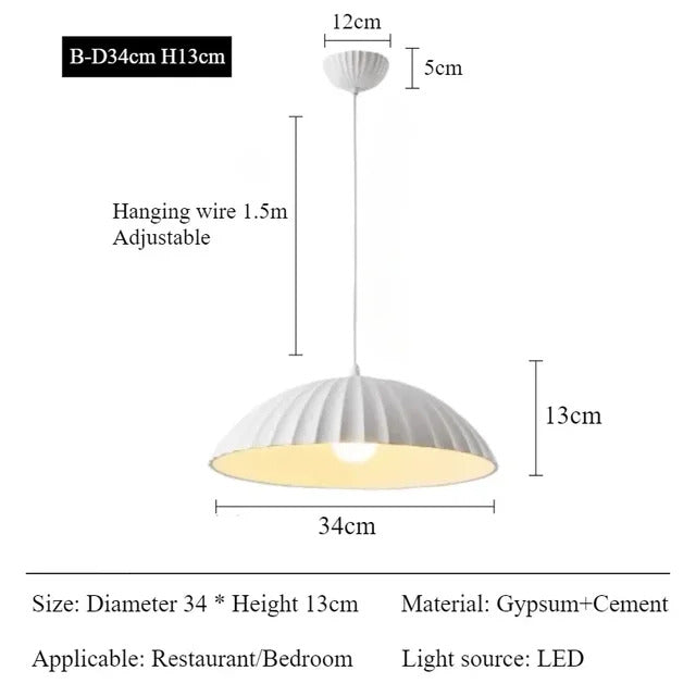 French Gypsum Pendant Light Nordic Designer Restaurant Chandelier