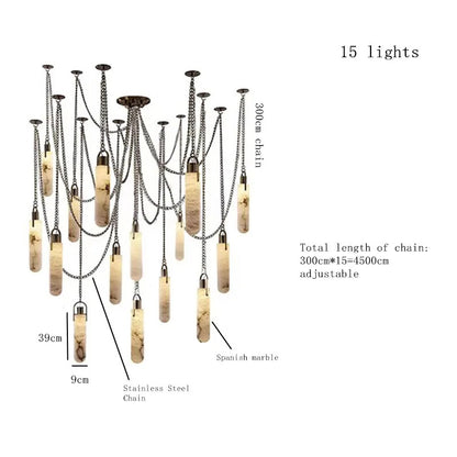 Marble Multi Light Pendant Chandelier Brass Alabaster Ceiling Chandelier Desigener For Living Dining Room Loft Staircase
