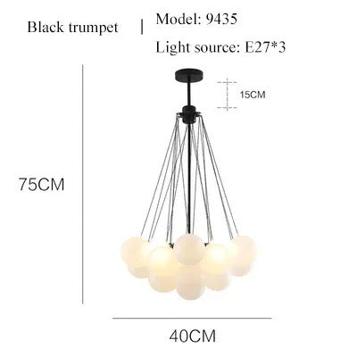 Nordic Simple Frosted Glass Bubble Ball Chandelier Bedroom Clothing Store Lamp Cloud Soft Look Children Room Pendant Lights LED
