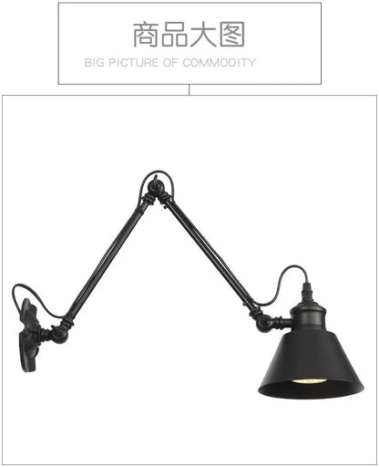 Nordic simple long black wall light Industrial Pole Swing Arm vintage Reading wall lamp