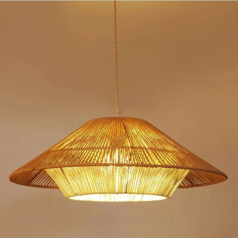 Vintage Wabi Sabi Pendant Lamp Hemp Rope Chandelier