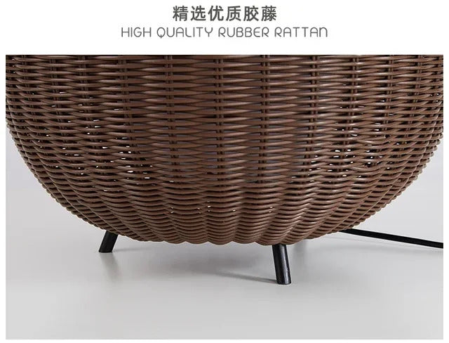 Natural handmade rattan floor lamp Japanese Outdoor waterproof Garden standing lamp