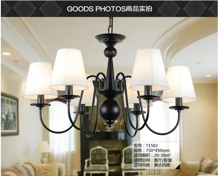 Ameican Black Rustic Chandelier Hotel Salon Hanging Lamp