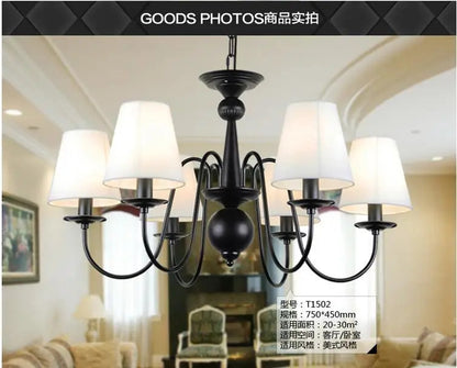 Ameican Black Rustic Chandelier Hotel Salon Hanging Lamp