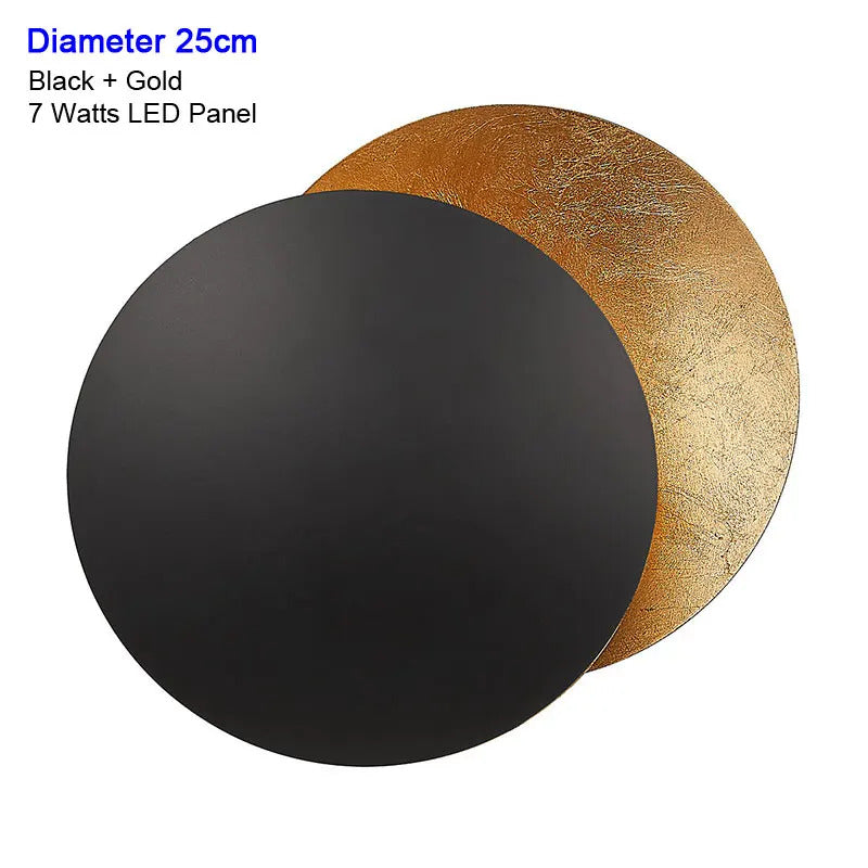 Modern Texture Designer round Wall Lamp Rotatable Black Gold round Sconce light
