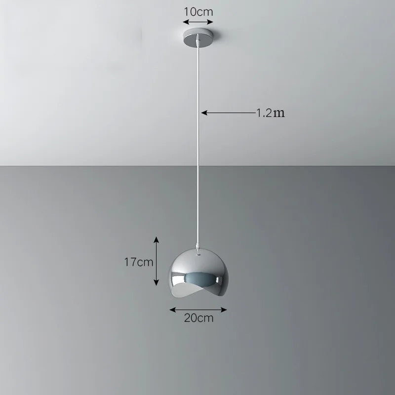Nordic Plating Sliver Globe Ball Mirror Pendant Lights E27 Iron Hanging Lamp