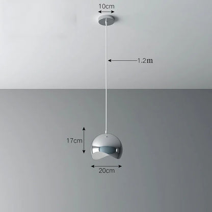 Nordic Plating Sliver Globe Ball Mirror Pendant Lights E27 Iron Hanging Lamp