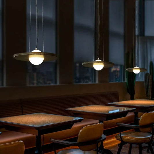 Nordic minimalist black circular Pendant Light Vintage danish design orb UFO hanging lamp