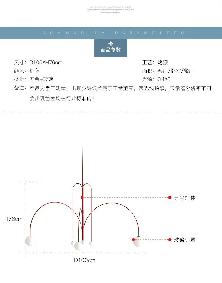 Modern Design Geometric Restaurant chandeliers Glass Ball Nordic Creative Living Room Home Decoration Arched Lighting Fixtures