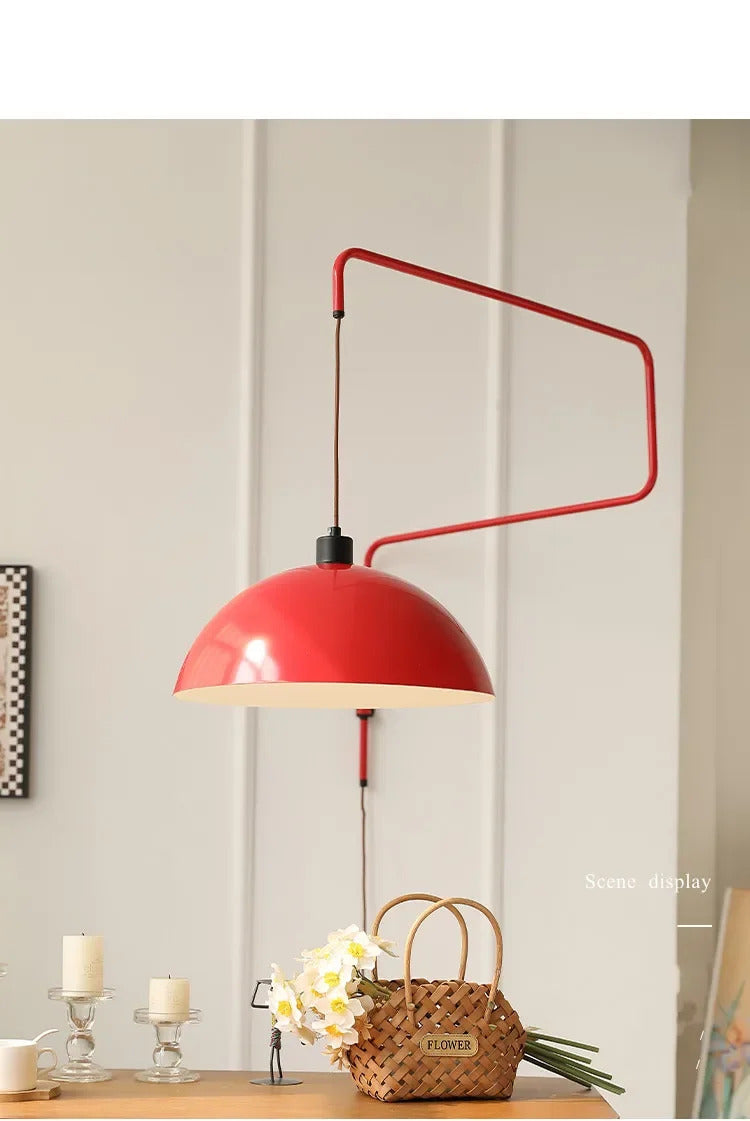 Red Rocker Chandelier Modern Folding Retractable Wall Lamp Long Arm Chandelier