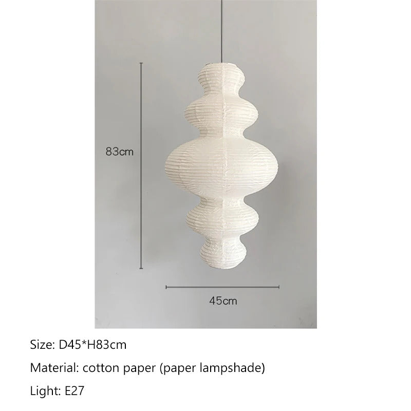 Nordic Wabi Sabi Wind Rice Paper Led Pendant Lights Living Room Bedroom Corner Chandelier