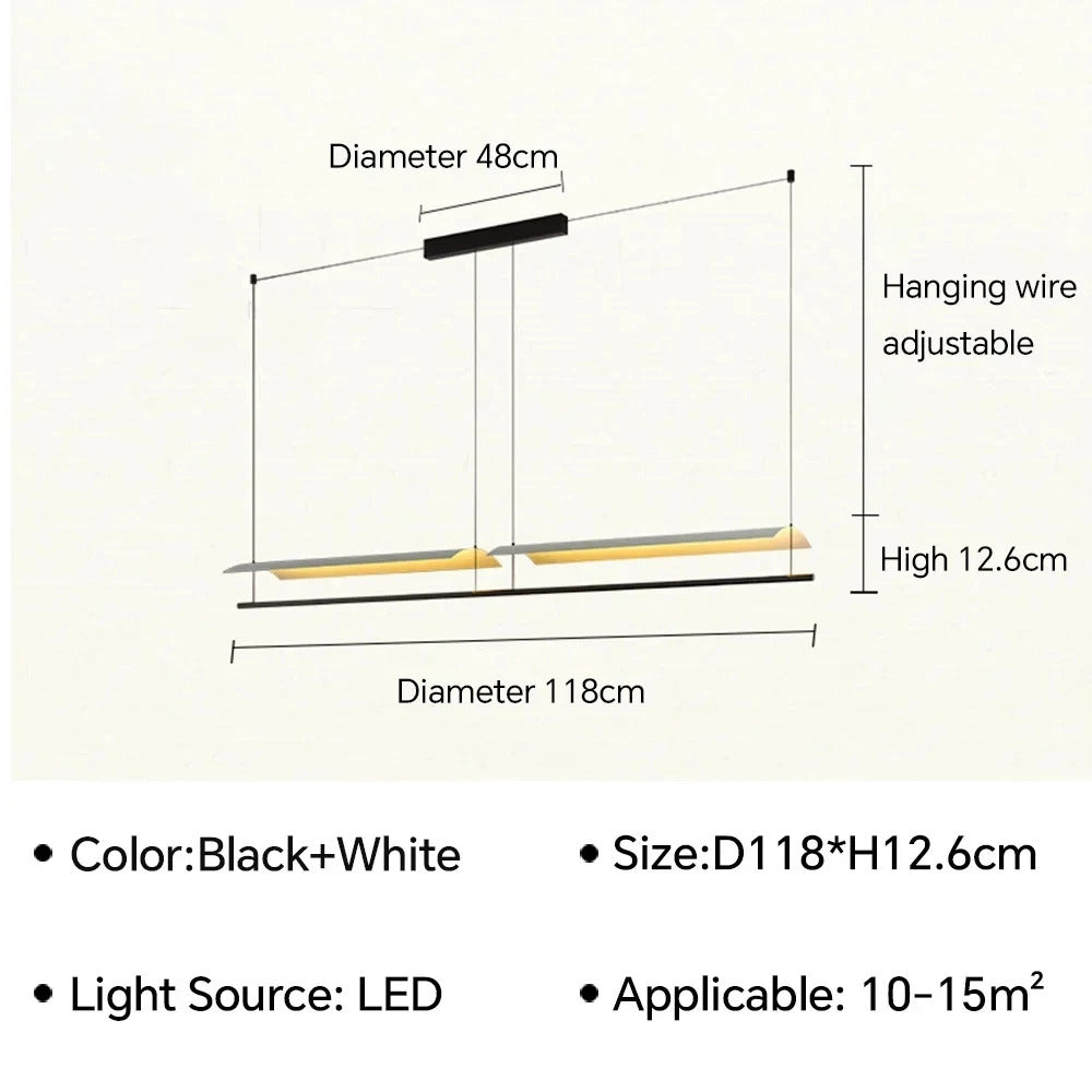 Nordic minimalist Linear Chandelier Modern black white industrial long Pendant Lamp