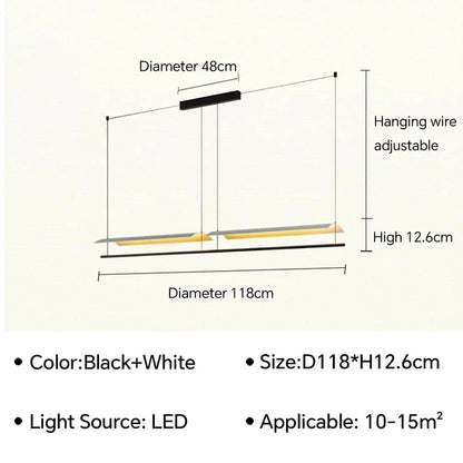 Nordic minimalist Linear Chandelier Modern black white industrial long Pendant Lamp