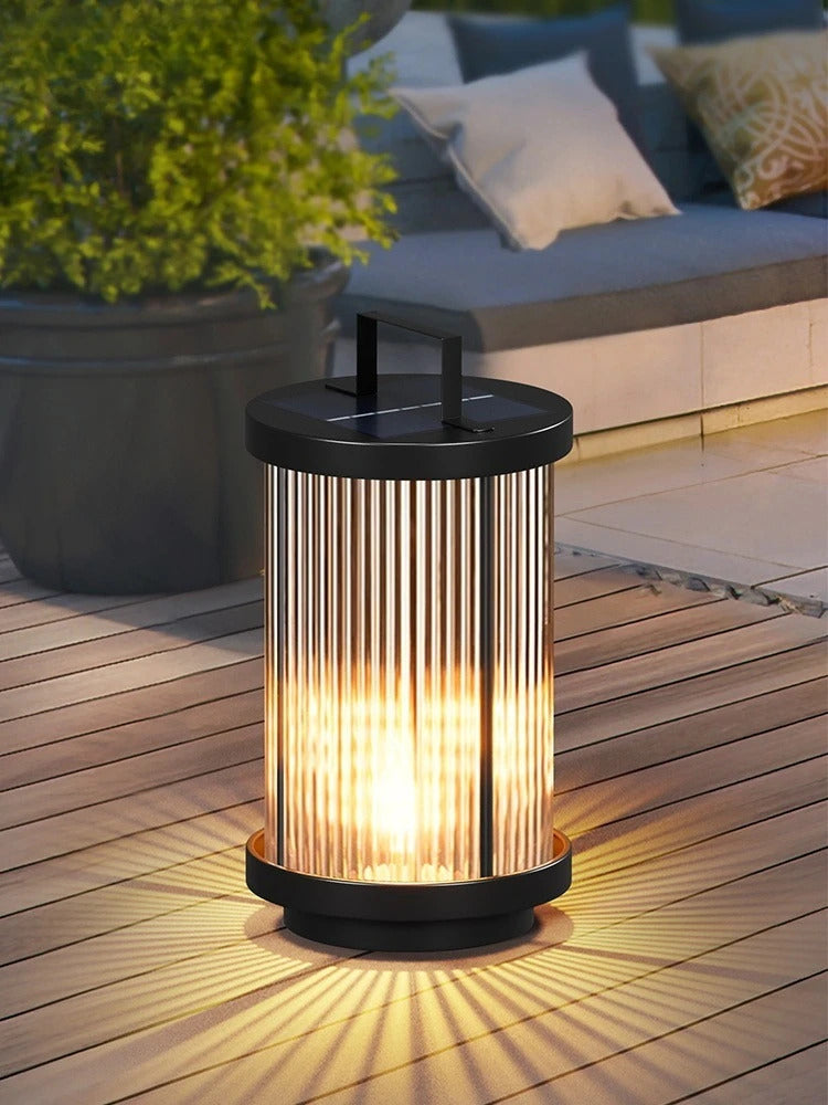 Modern Simple Clear Glass Landscape Lights Lantern Garden Solar Outdoor Light Courtyard Lawn Balcony Decoration Floor Lights