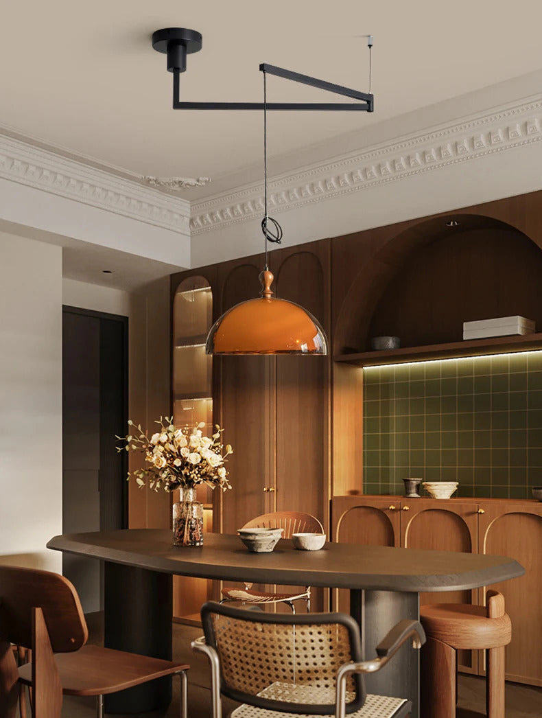 Vintage Brown Pendant Lamp Bauhaus Orange Pendant Light Retro Dining Table Hanging Lamp