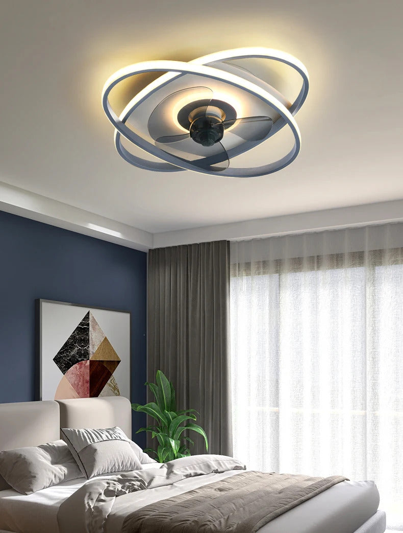 Modern bedroom decor led ceiling fan light lamp dining room remote control lamps