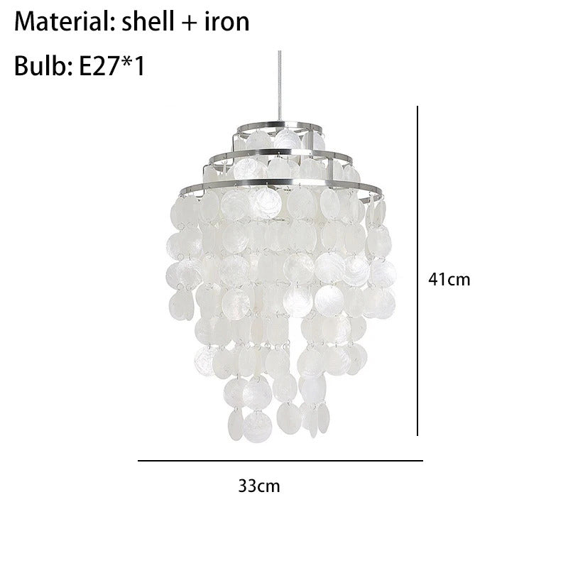 Real Shell Pendant Lights Gold Chrome Metal Romantic Beautiful Hanging Lamp Euphonious Voice E27 For Foyer Bedroom Dining Room