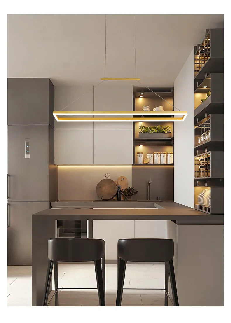 Rectangular chandelier Aluminum LED deco design Nordic style lamp