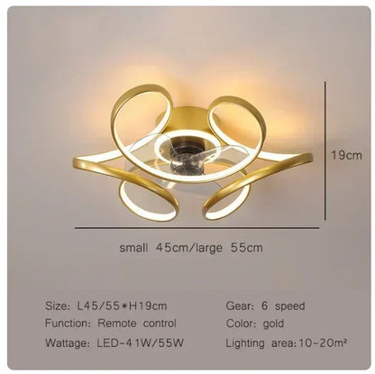 Nordic Intelligent Fan Light Color Dimming and Silent Remote Control Bedroom Lighting