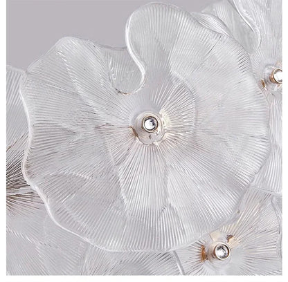 Modern Luxury Lotus Leaf Glass Chandelier Luxury Crystal Pendant Light