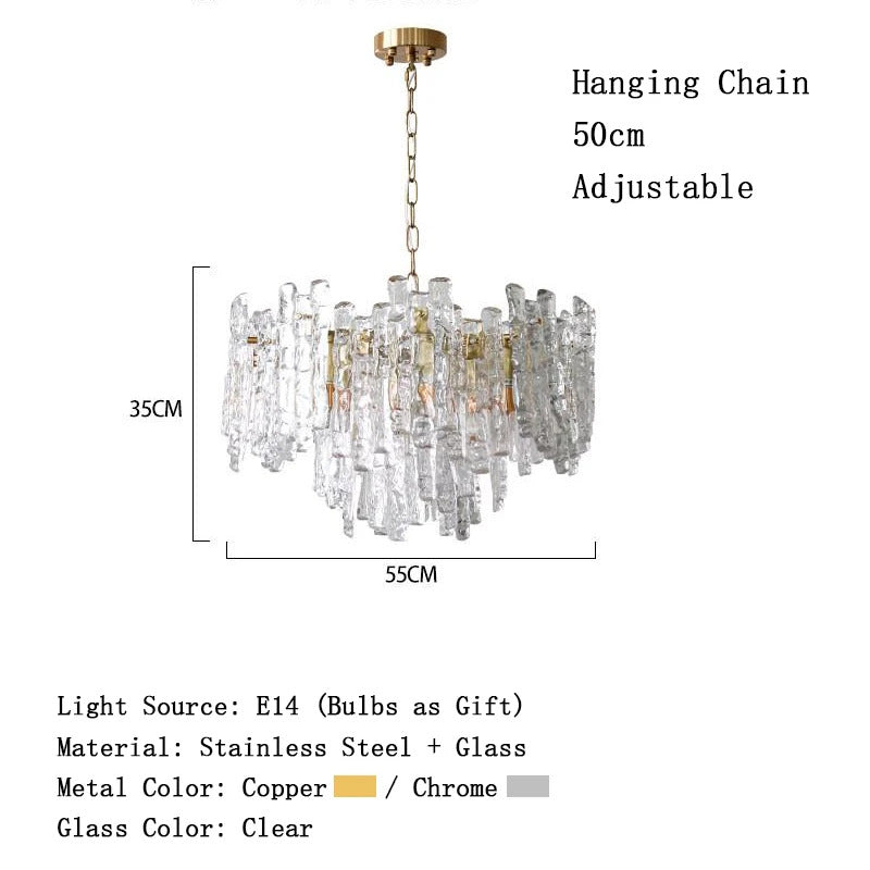 Modern Melting Ice Whiskey chandelier Italy Designer Luxury crystals Amber pendant lamps