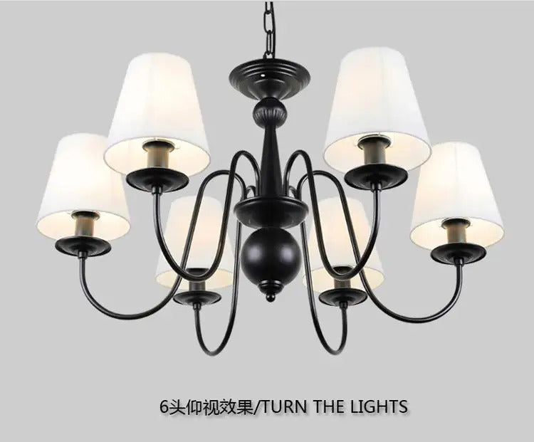 Ameican Black Rustic Chandelier Hotel Salon Hanging Lamp